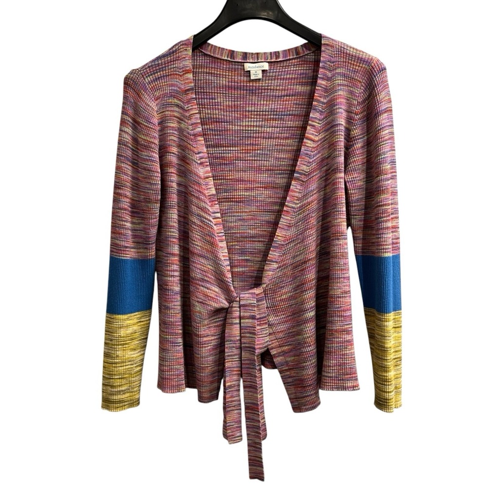 Sundance Colorful Knit Tie-Front Cardigan
